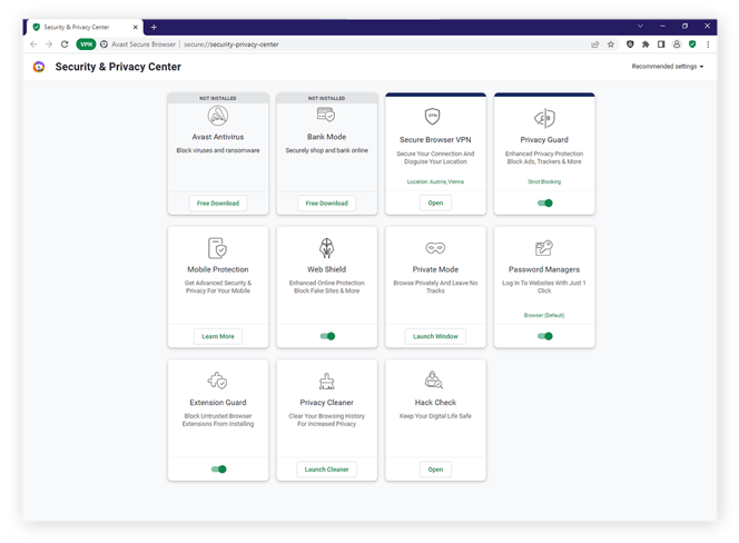 Avast Secure Browser offers a full suite of privacy and security features.
